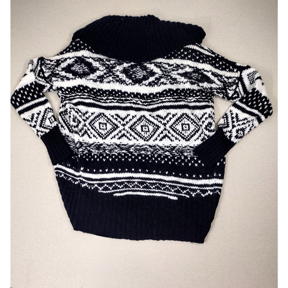 Abercrombie Fitch Chunky Cardigan Womens One Size Black White Aztec Open Sweater - Picture 2 of 4